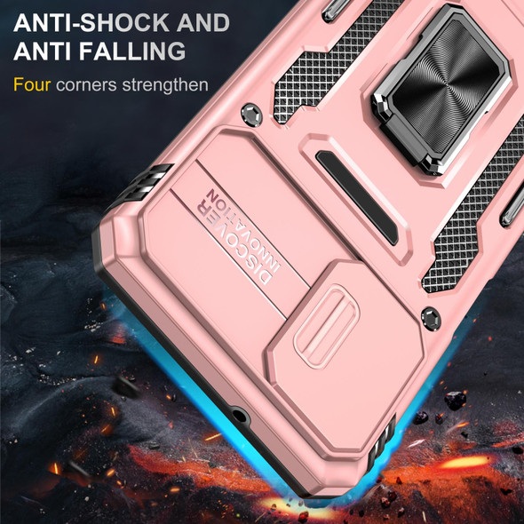 Samsung Galaxy A12 5G/4G / M12 / F12 Armor PC + TPU Camera Shield Phone Case(Rose Gold)