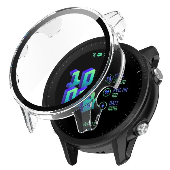 Garmin Forerunner 955 PC Tempered Film Full Body Watch Case(Transparent White)