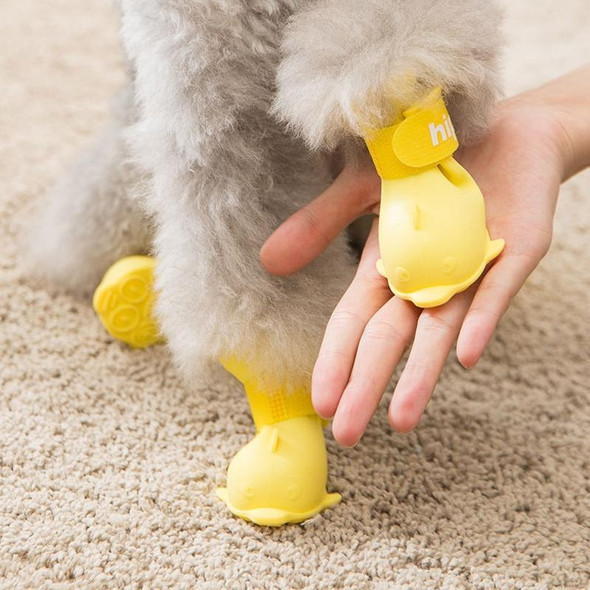 4 PCS/Set  Cartoon Dog Shoes Pet Silicone Waterproof Rain Boots, Size: M(Yellow )
