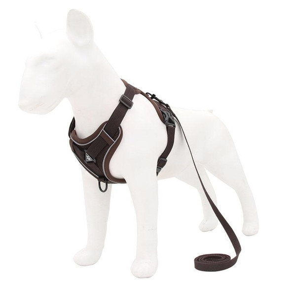 HT-864 Pet Traction Rope Reflective Breathable Dog Chest Strap Vest, Size: XL(Coffee)