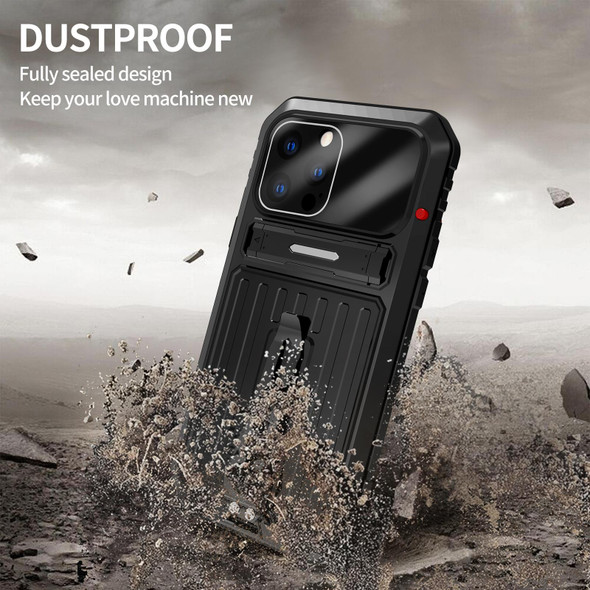 Armor Shockproof Splash-proof Dust-proof Phone Case with Holder - iPhone 12(Black)