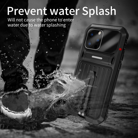 Armor Shockproof Splash-proof Dust-proof Phone Case with Holder - iPhone 12(Black)