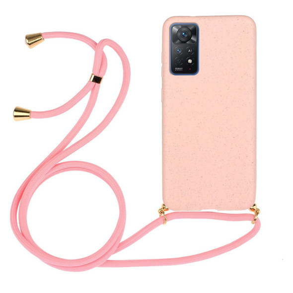 Xiaomi Redmi Note 11 Pro International Edition Wheat Straw Material + TPU Protective Case with Lanyard(Pink)