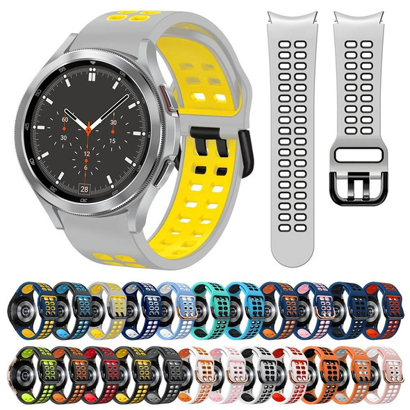 Samsung Galaxy Watch 4 Classic 46mm 20mm Breathable Two-Color Silicone Watch Band(Midnight Blue+Orange)