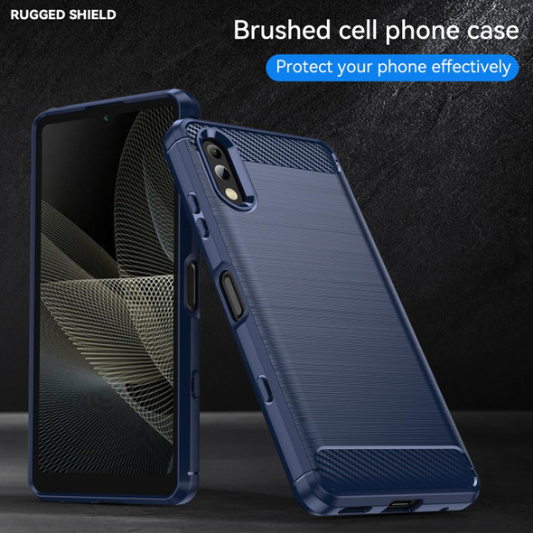 Sony Xperia Ace II Brushed Texture Carbon Fiber TPU Phone Case(Blue)