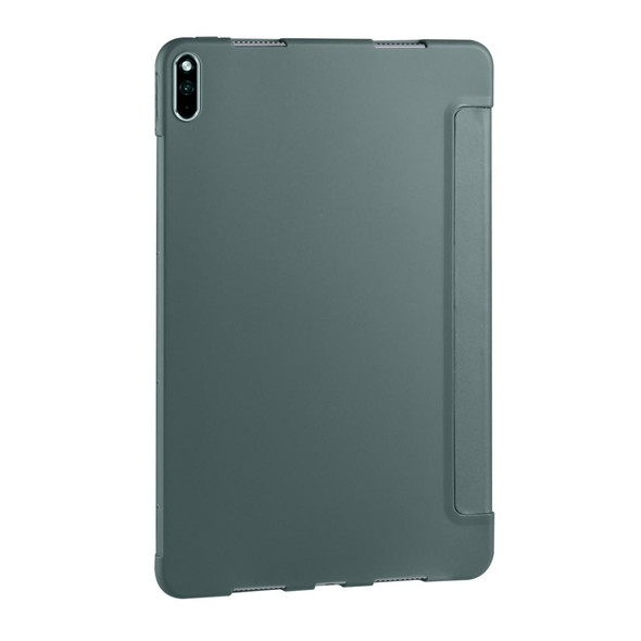 Huawei MatePad Pro 10.8 inch 3-folding Horizontal Flip PU Leather + Shockproof Honeycomb TPU Case with Holder(Pine Green)