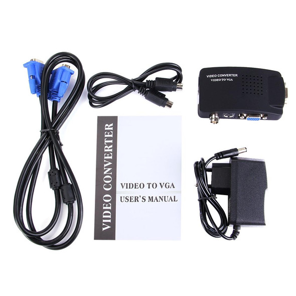 BNC / S-Video to VGA Video Converter(Black)