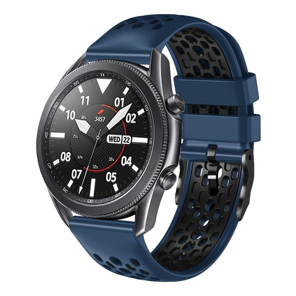 Samsung Gear S3 Frontier 22mm Two-Color Breathable Silicone Watch Band(Midnight Blue+Black)