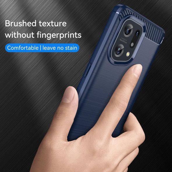 OPPO Find X5 Brushed Texture Carbon Fiber TPU Phone Case(Blue)