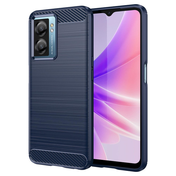 OPPO A77 5G Brushed Texture Carbon Fiber TPU Phone Case(Blue)