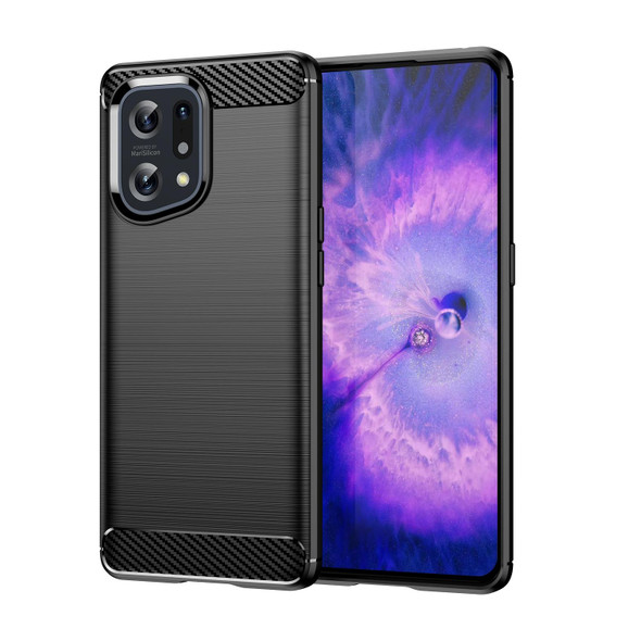 OPPO Find X5 Brushed Texture Carbon Fiber TPU Phone Case(Black)