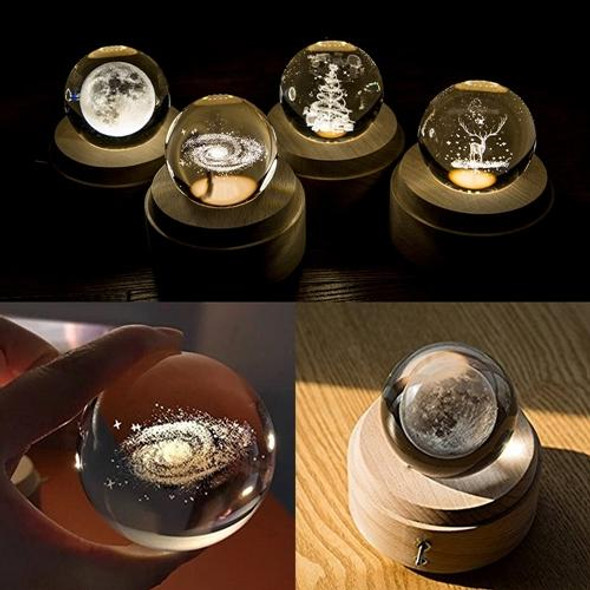 3D Word Engraving Crystal Ball Music Box Dandelion Pattern Electronic Swivel Musical Birthday Gift Home Decor with Music