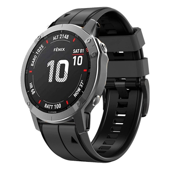 Garmin Fenix 5 22mm Silicone Sports Two-Color Watch Band(Carbon Ash + Black)