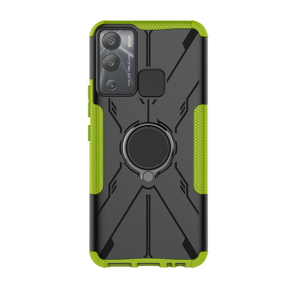 Infinix Hot 12i Armor Bear Shockproof PC + TPU Phone Case with Ring(Green)
