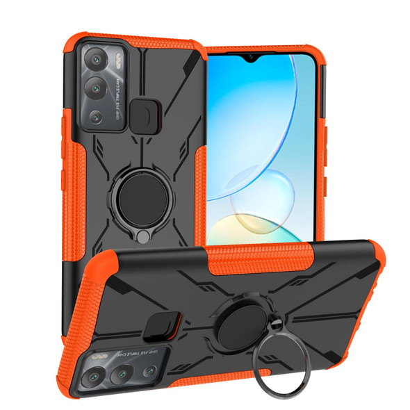 Infinix Hot 12i Armor Bear Shockproof PC + TPU Phone Case with Ring(Orange)