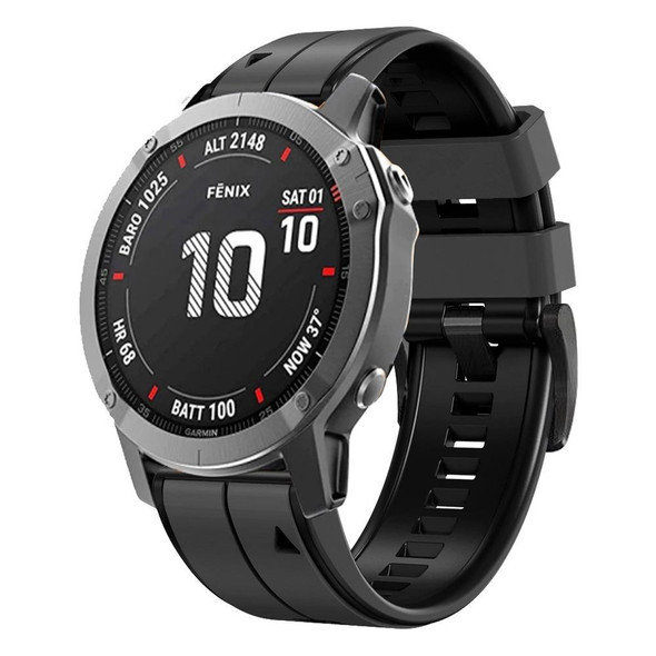 Garmin Fenix 3 HR 22mm Silicone Sports Two-Color Watch Band(Carbon Ash + Black)