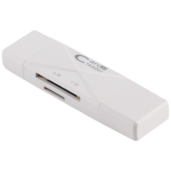 USB-C / Type-C + SD + TF + Micro USB to USB 3.0 Card Reader (White)