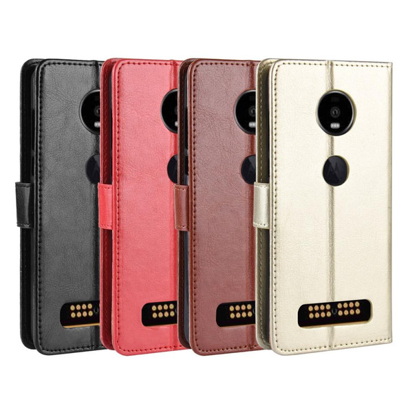 Retro Crazy Horse Texture Horizontal Flip Leather Case for Motorola Moto Z4/Z4 Play, with Holder & Card Slots & Photo Frame(Gold)