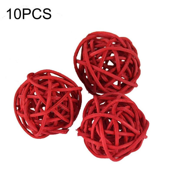 10 PCS Artificial Straw Ball - Birthday Party Wedding Christmas Home Decor(Red)