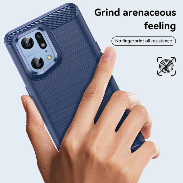 OPPO Find X5 Pro Brushed Texture Carbon Fiber TPU Phone Case(Blue)