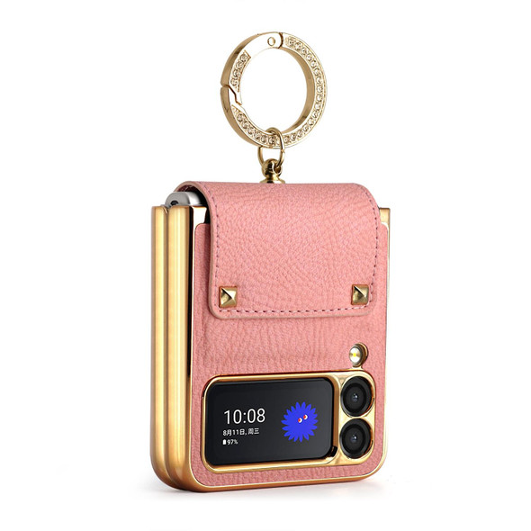 Samsung Galaxy Z Flip3 5G Colorful Leather + PC Phone Case with Ring(Pink)