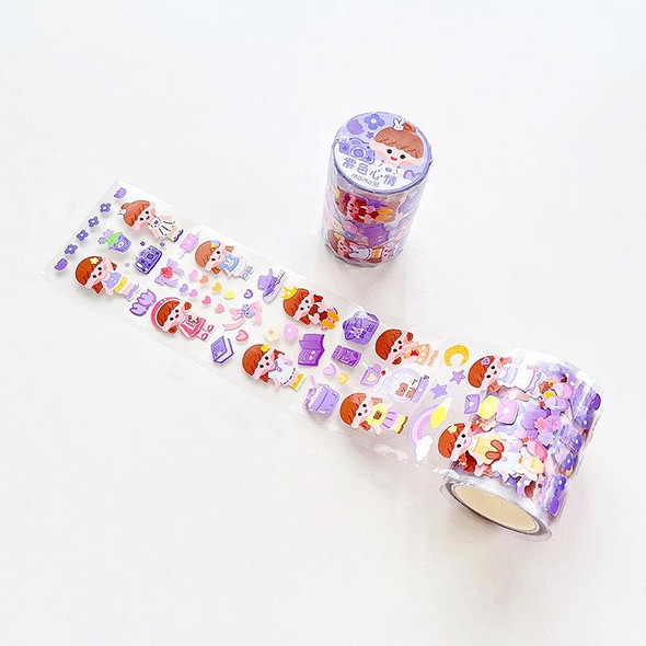 2 Sets Hand Account Tape Roll Cute Laser Girl Heart Decoration Sticker, Size: 6cm x 3m(Purple)