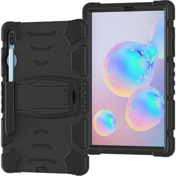 Samsung Galaxy Tab S6 T860 3-Layer Protection Screen Frame + PC + Silicone Shockproof Combination Case with Holder(Black+Black)