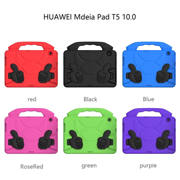 Huawei MediaPad T5 10.1 inch EVA Children Falling Proof Flat Protective Shell With Thumb Bracket(Black)