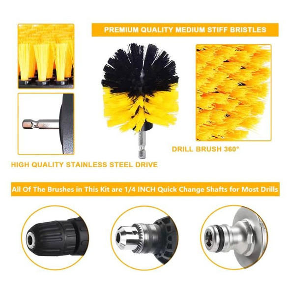 6 PCS / Set Electric Drill Head Car Tire Floor Crevice Cleaning Brush(Black)