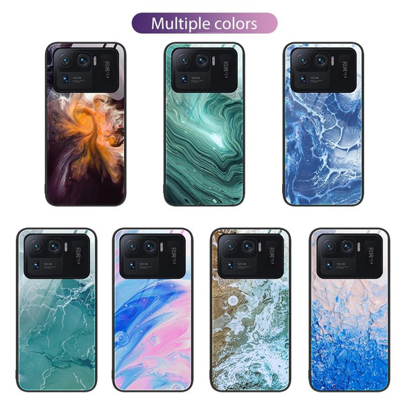 Xiaomi Mi 11 Ultra Marble Pattern Glass Protective Phone Case(Blue Ocean)
