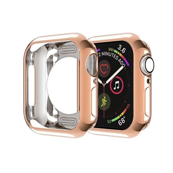 Apple Watch Series 5 & 4 40mm Plating TPU Round Hole Hollowing Protective Case(Rose Gold)