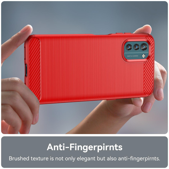 Nokia G11 Brushed Texture Carbon Fiber TPU Phone Case(Red)