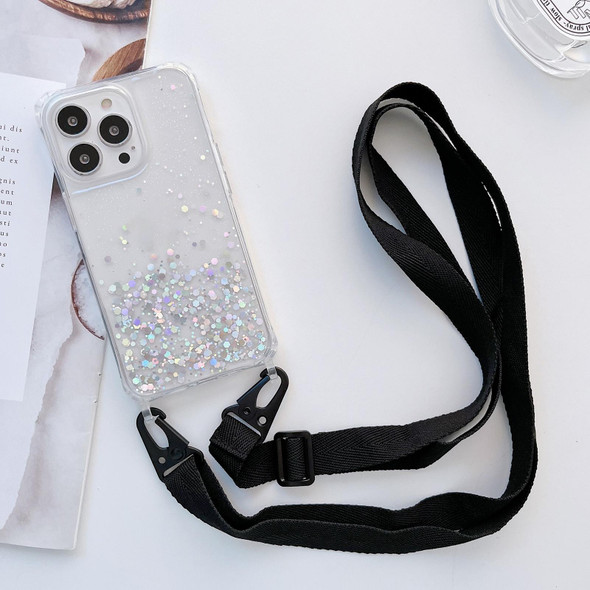 Lanyard Glitter Epoxy Clear Phone Case - iPhone 14 Pro(Black)