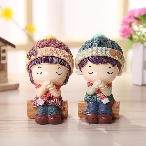 1 Pair Resin Crafts Creative Home Decoration Doll, Random Style Delivery