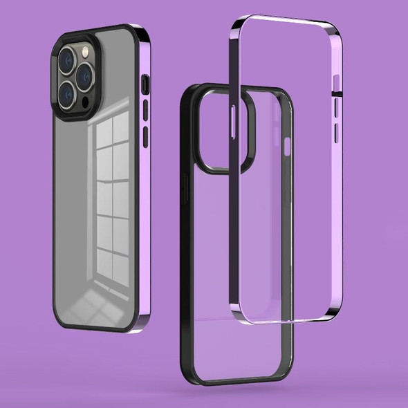 3 in 1 Electroplated Frame Phantom Phone Case - iPhone 13 Pro(Purple)