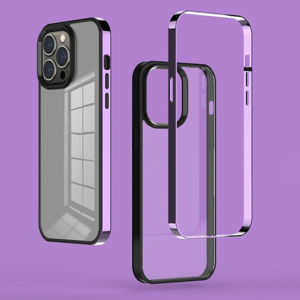 3 in 1 Electroplated Frame Phantom Phone Case - iPhone 14 Pro(Purple)