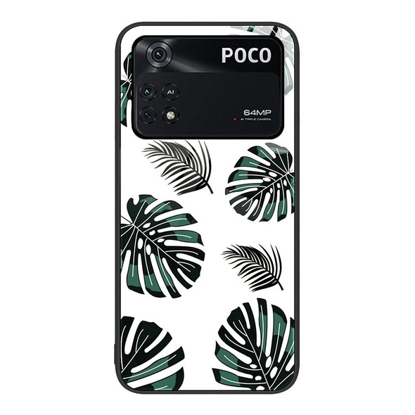 Xiaomi Poco M4 Pro Colorful Painted Glass Phone Case(Banana Leaf)