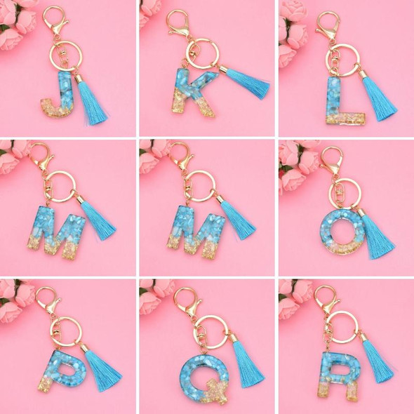 2 PCS English Alphabet Epoxy Tassel Keychain Bag Pendant(Q)