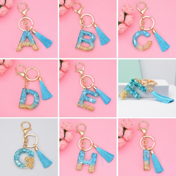 2 PCS English Alphabet Epoxy Tassel Keychain Bag Pendant(G)