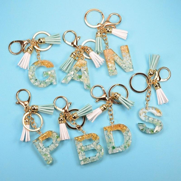 2 PCS Gold Foil English Letter Tassel Keychain Bag Decoration Pendant(Y)