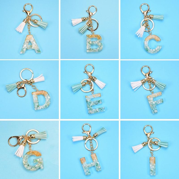 2 PCS Gold Foil English Letter Tassel Keychain Bag Decoration Pendant(B)