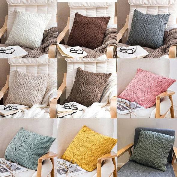 Home Wool Knitted Pillowcase, Colour: Lake Green, Size: 45 x 45 cm