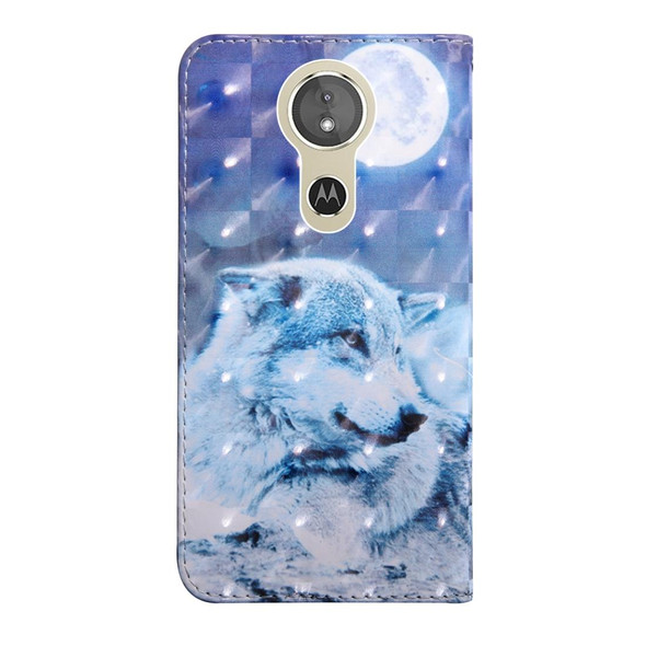 3D Painting Pattern Coloured Drawing Horizontal Flip TPU + PU Leatherette Case with Holder & Card Slots & Wallet for Motorola E5 Play Go(Moon Wolf)