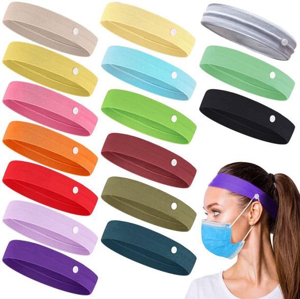 3 PCS Stretch Button Yoga Headband Can Hang Mask(Deep Purple)