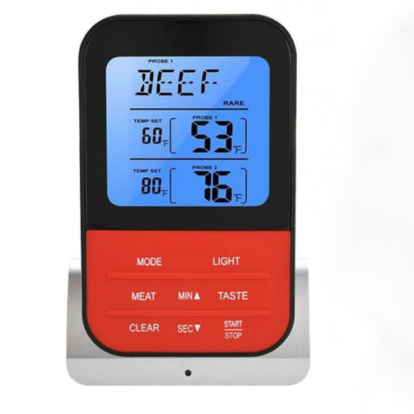 LCD Digital Food Thermometer with Dual Probe Sensors Timer(Silver)