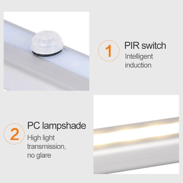 2.8W 60 LEDs White Light Wide Screen Intelligent Human Body Sensor Light LED Corridor Cabinet Light, USB Charging Version