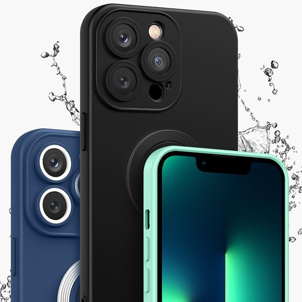 Contrast Color TPU Holder Phone Case - iPhone 13(Black+Purple)