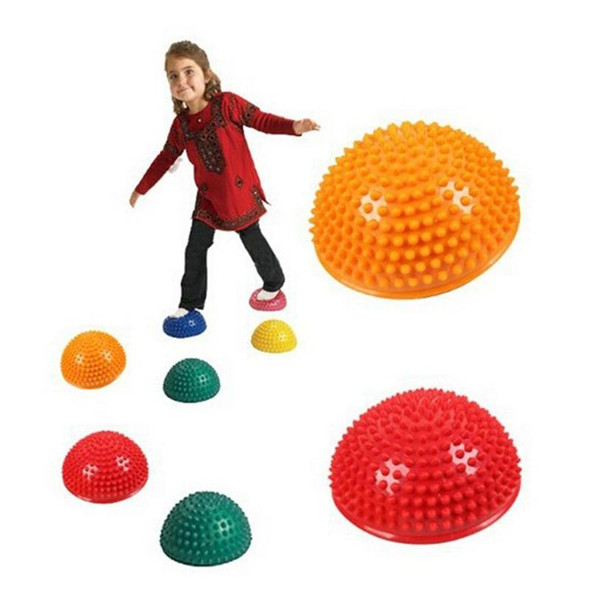 Hemisphere Balance Stepping Stones Durian Spiky Massage Ball Sensory Integration Indoor Outdoor Games Toys for Kids Children(Green)