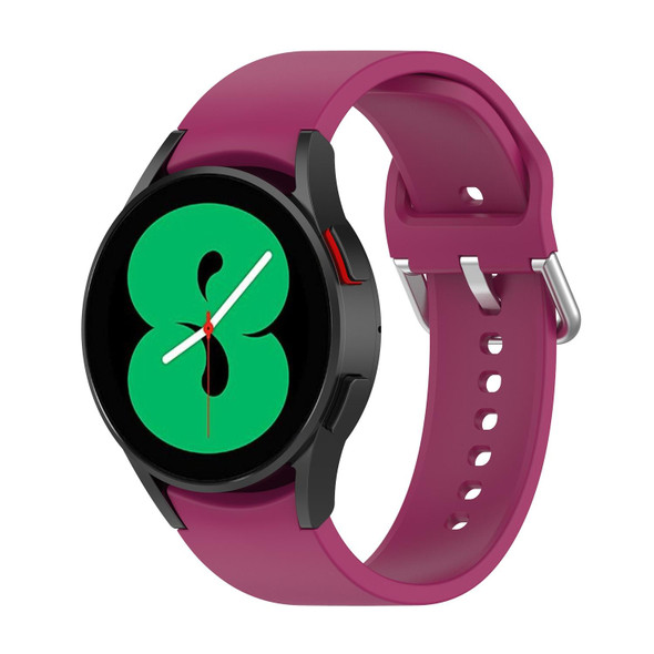 Samsung Galaxy Watch 5 44mm Official Silicone Silver Round Buckle Watch Band(Wine Red)