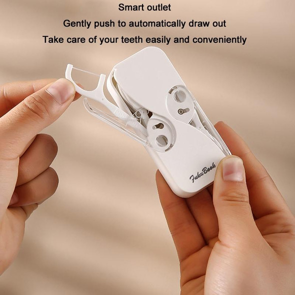 FukuBook Portable Mini Automatic Opening and Closing Floss Storage Box with Floss(White)
